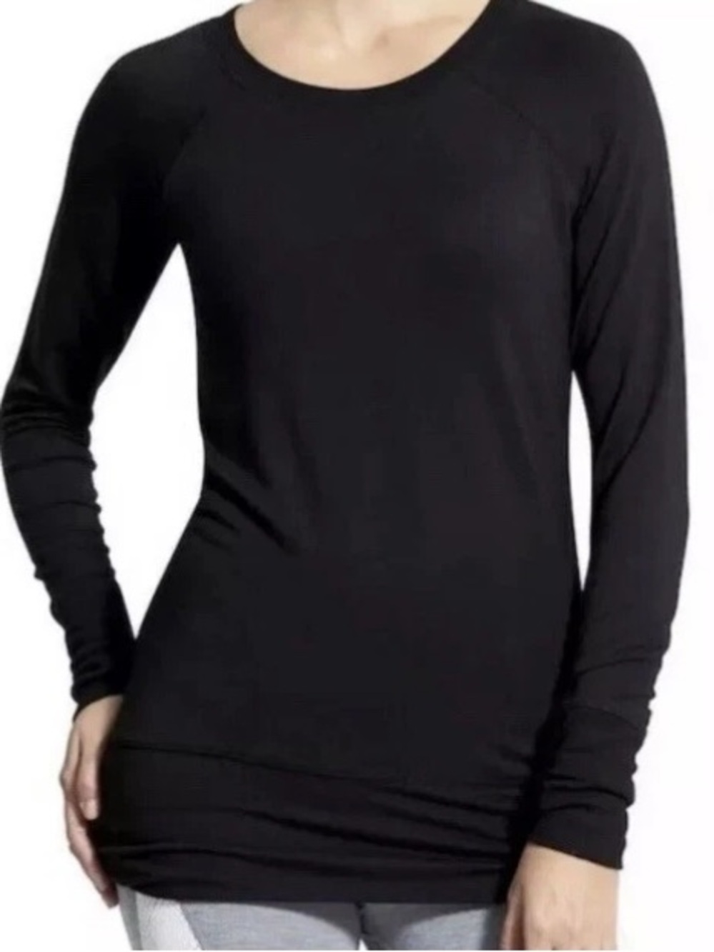 Athleta Women's Black Studio Cinch Pullover Modal Sweatshirt in Black Medium